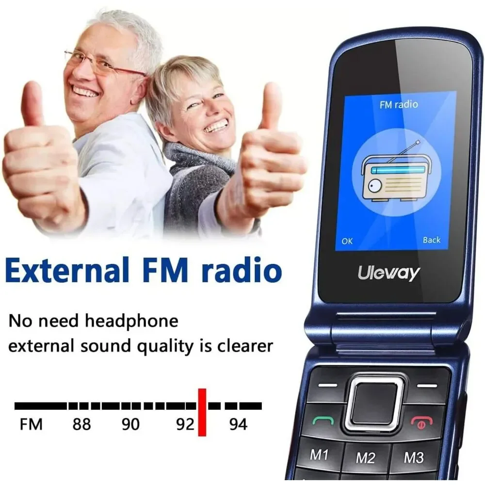 Uleway Unlocked 3G Seniors Flip Cell Dual SIM Card Big Button Easy-to-Use